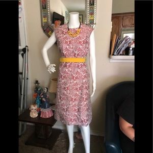 Vintage mod 50s red white floral dress